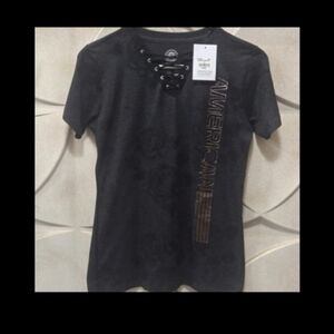 🔥SALE American Fighter Women's VNeck Tee Size Small Gray/Black/Rose Gold.